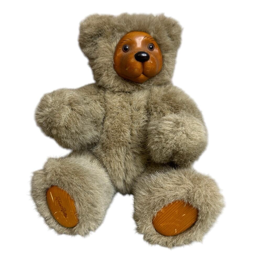 Robert Raikes Bears Wood and Faux Fur Artist Gray Bear 660330 Cookie Bear